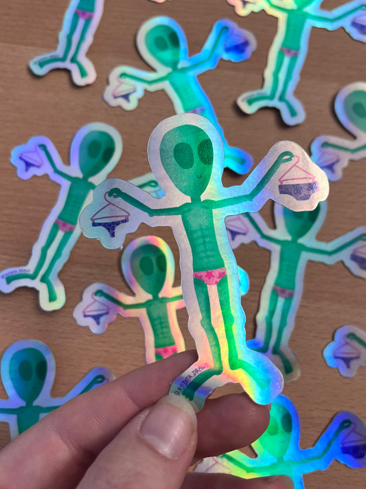 Alien Undies Holographic Sticker