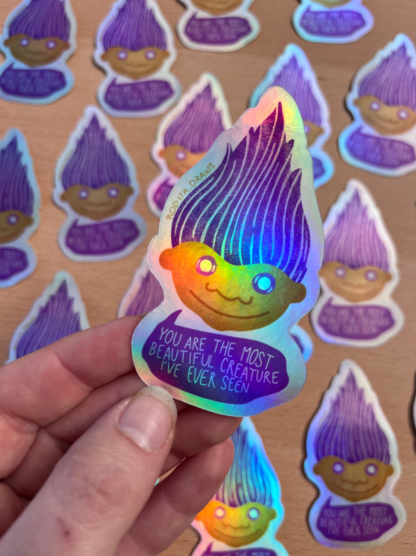 Cute Troll Holographic Sticker