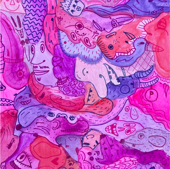 Trippy Creatures Original Artwork (Fuschia)