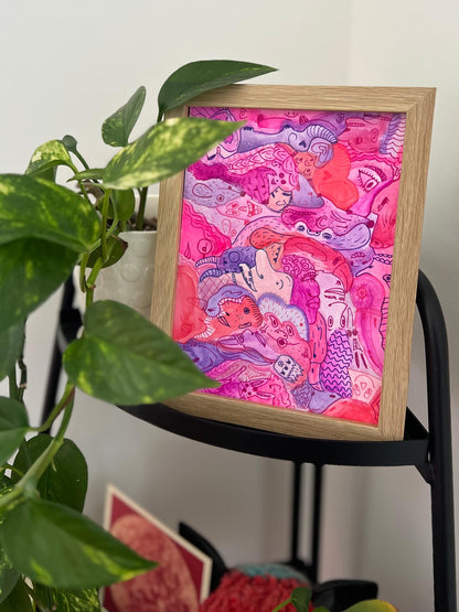 Trippy Creatures Original Artwork (Fuschia)
