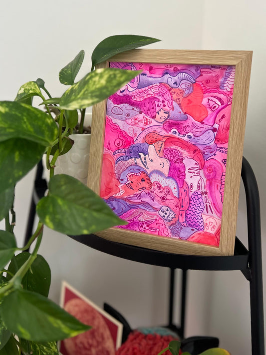 Trippy Creatures Original Artwork (Fuschia)