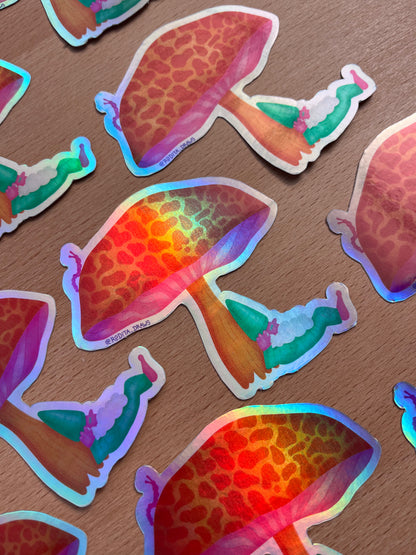 Mushroom Gnome Holographic Sticker