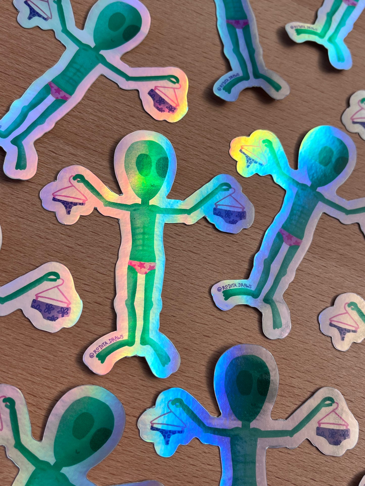 Alien Undies Holographic Sticker