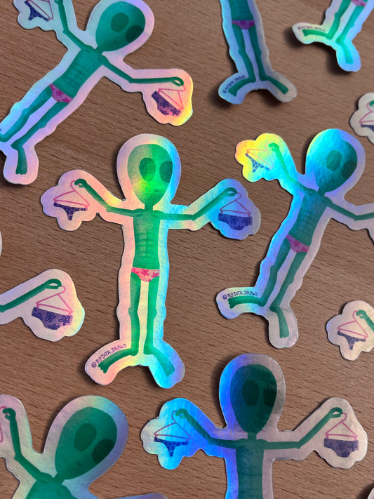 Alien Undies Holographic Sticker