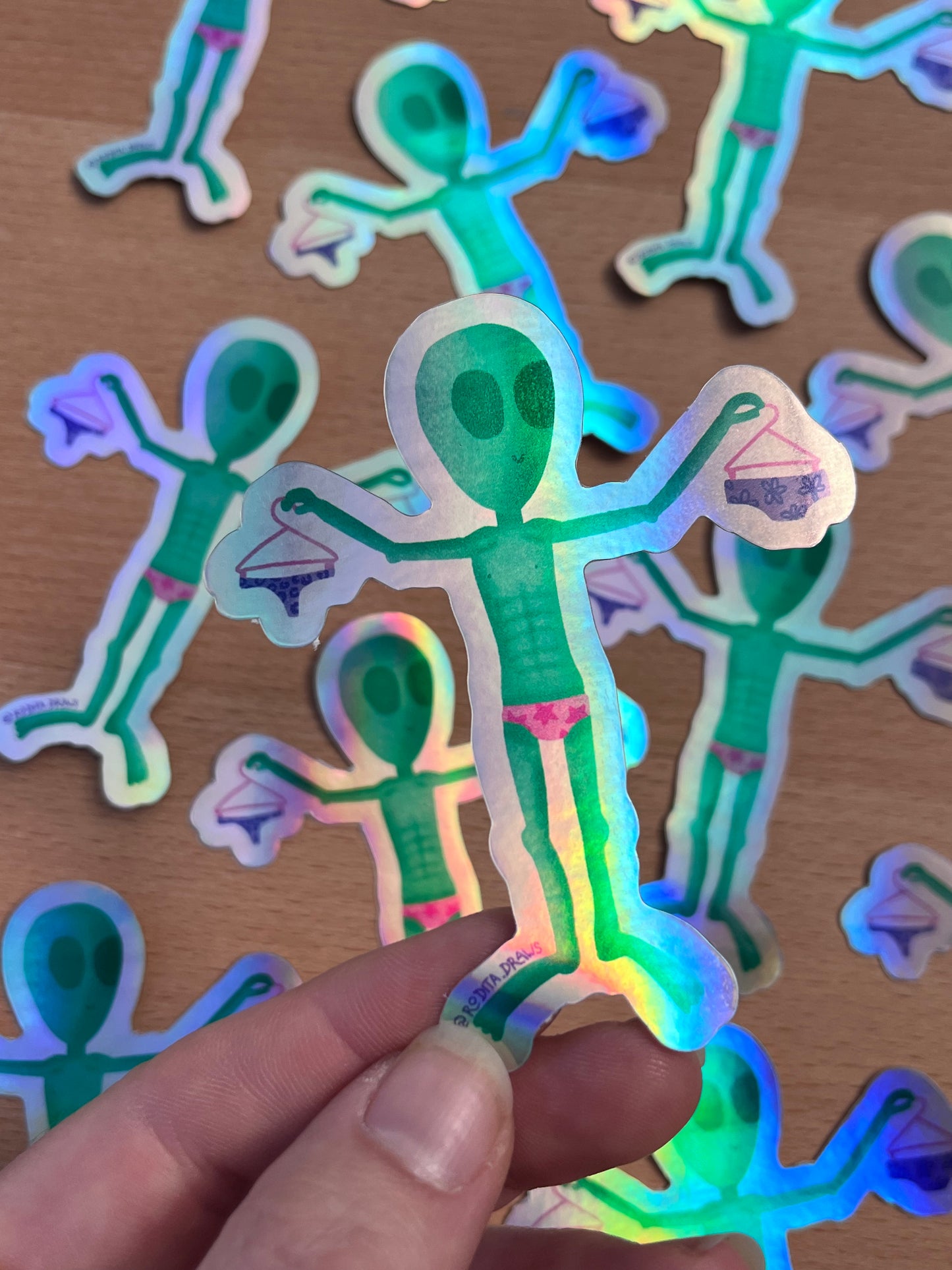 Alien Undies Holographic Sticker