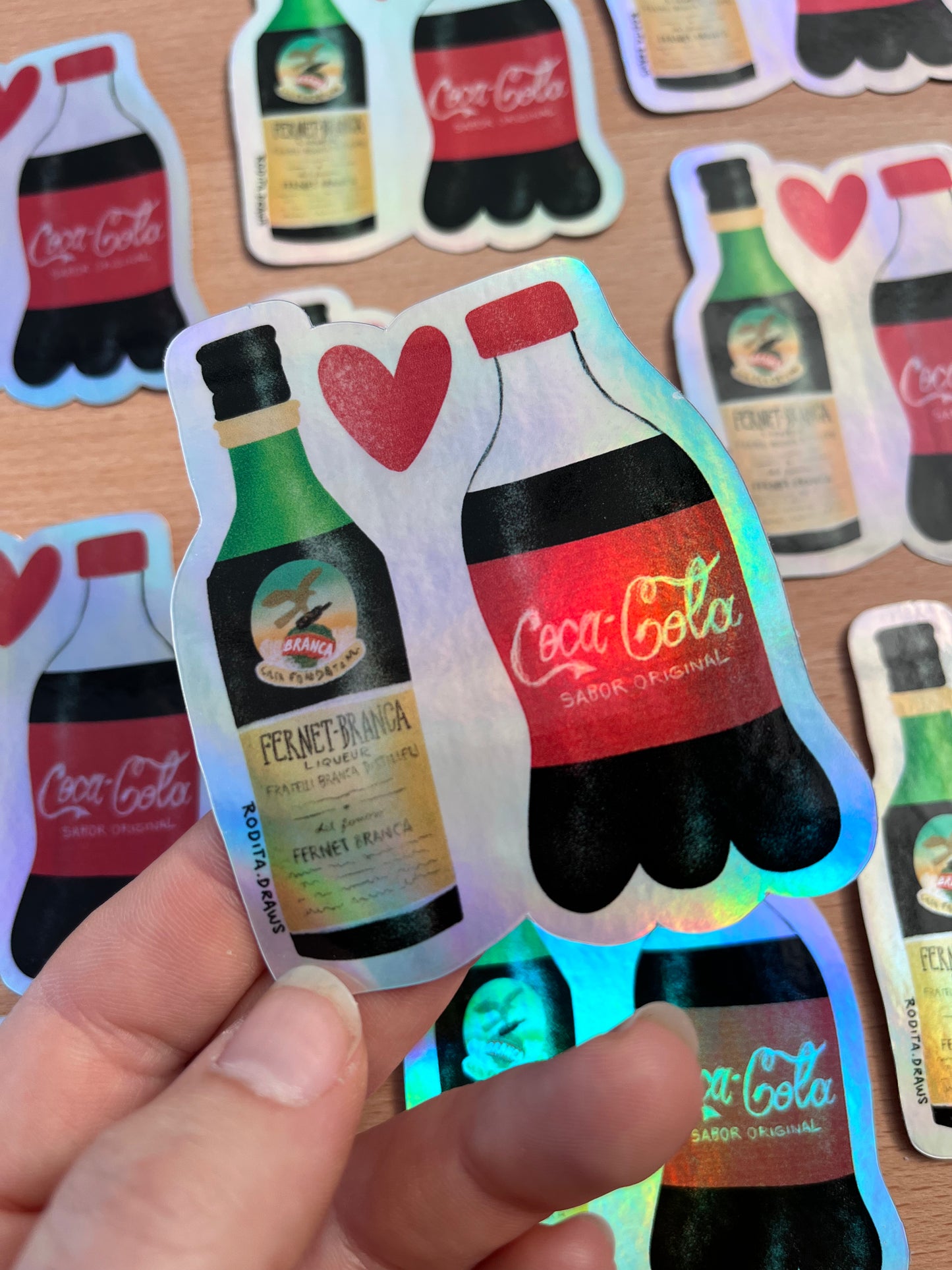 Fernet con Coca Holographic Sticker