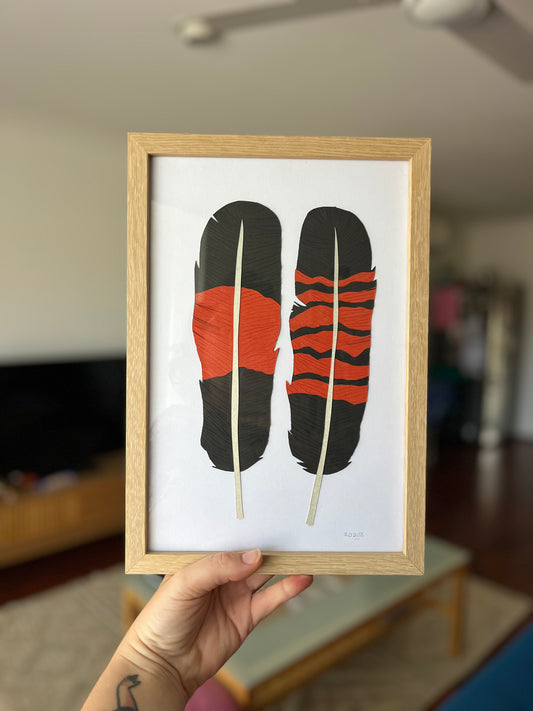 Red Tailed Black Cockatoo Paper Feathers